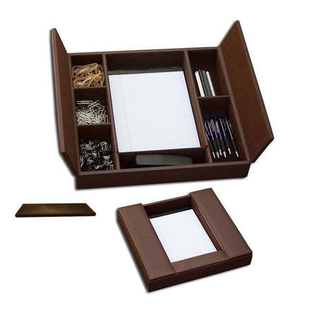 DACASSO Chocolate Brown Leather Conference Room Organizer AG-3490